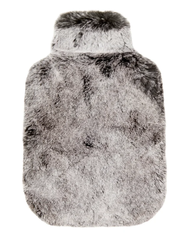 Fur Hot Water Bottle Cover Charcoal Grey Tipped Fur