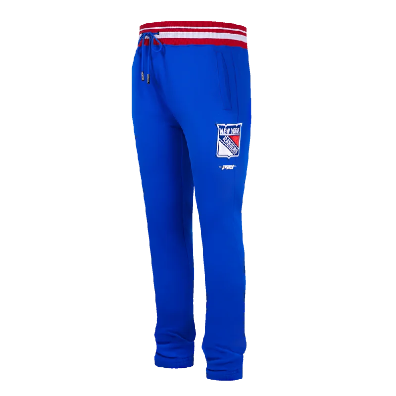 NHL NEW YORK RANGERS SCRIPT TAIL MEN'S RIB FLC SWEATPANT (ROYAL BLUE/RED)