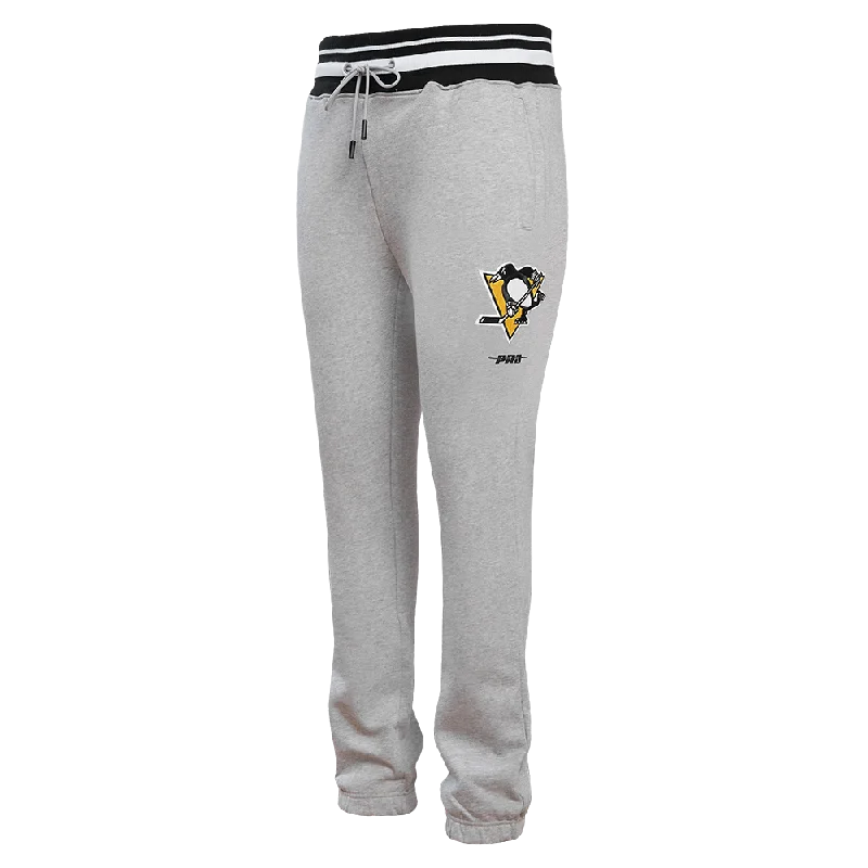 NHL PITTSBURGH PENGUINS SCRIPT TAIL MEN'S RIB FLC SWEATPANT (HEATHER GRAY/BLACK)