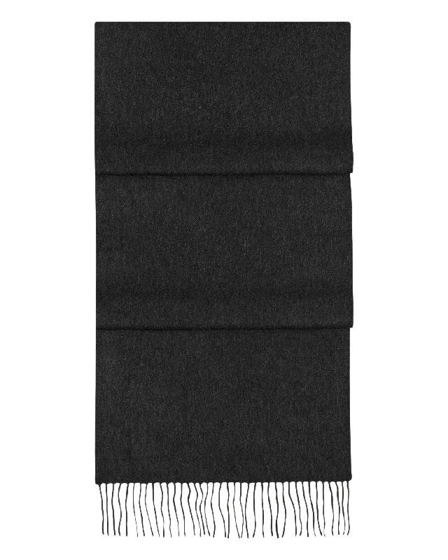 Unisex Large Woven Cashmere Scarf Dark Charcoal Grey