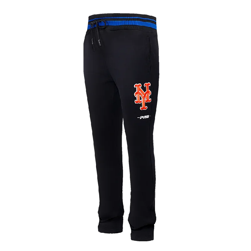 MLB NEW YORK METS SCRIPT TAIL MEN'S RIB FLC SWEATPANT (BLACK/ROYAL BLUE/BLACK)