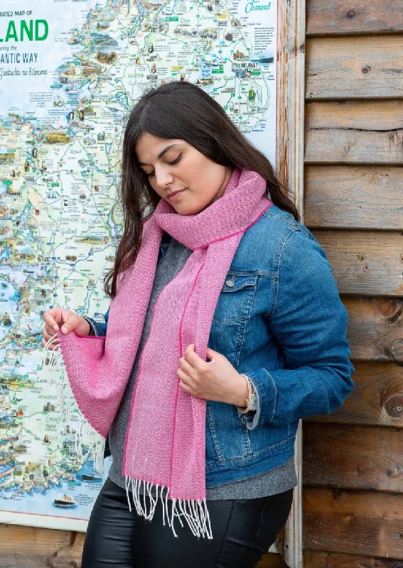 McNutt Raspberry Rose Herringbone Scarf