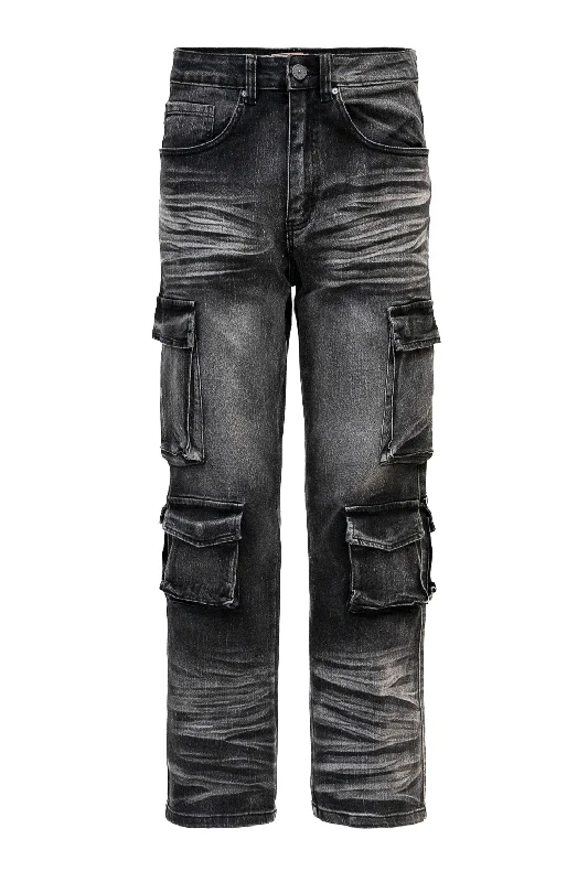 Men's Relaxed Fit Washed Utility Cargo Pants