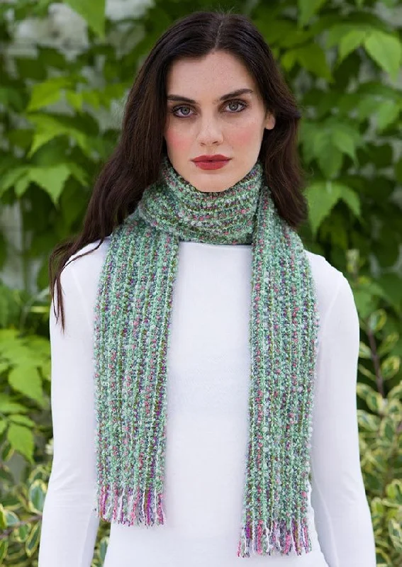 Mucros Mohair Scarf | Green Pink Mix