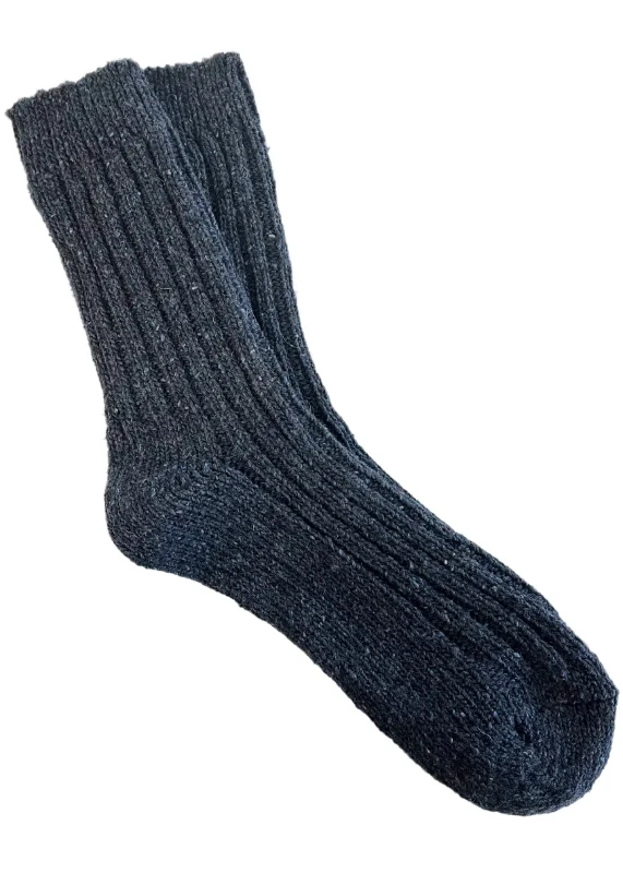 Navy Irish Wool Neppy Socks | Women's