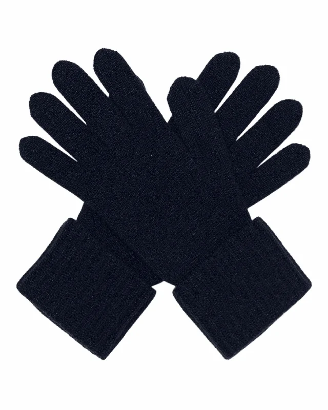 Women's Ribbed Cashmere Gloves Navy Blue