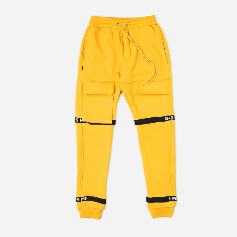 Strapped Up Skinny Fleece Joggers Mustard