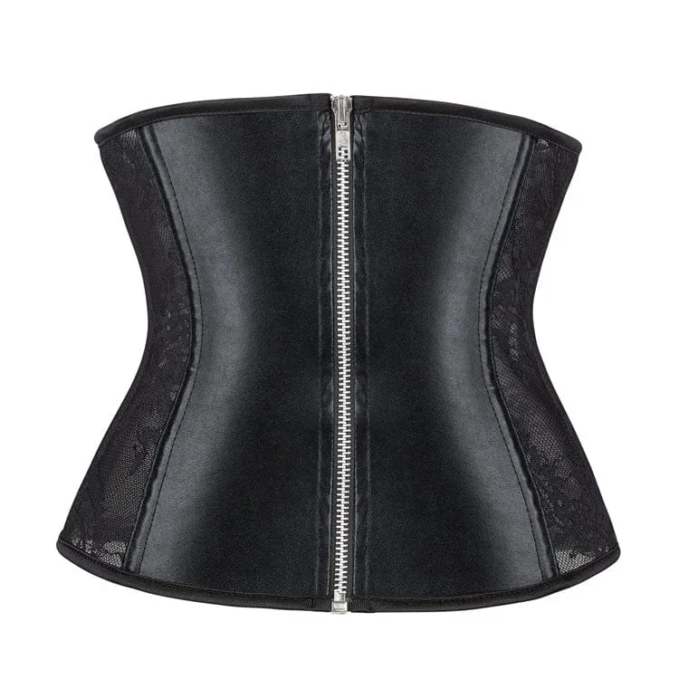 Women's Punk Mesh Faux Leather Underbust Corset