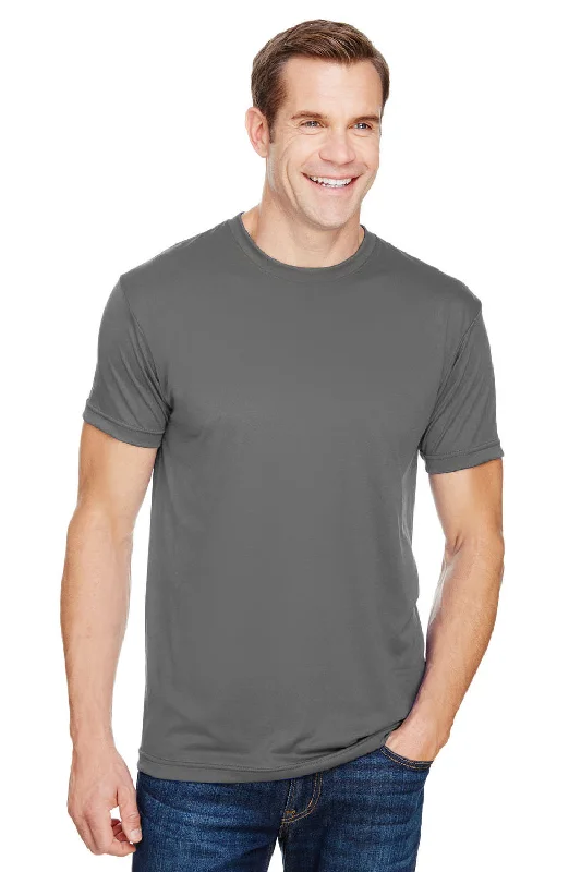 Bayside Mens USA Made Performance Short Sleeve Crewneck T-Shirt - Charcoal Grey