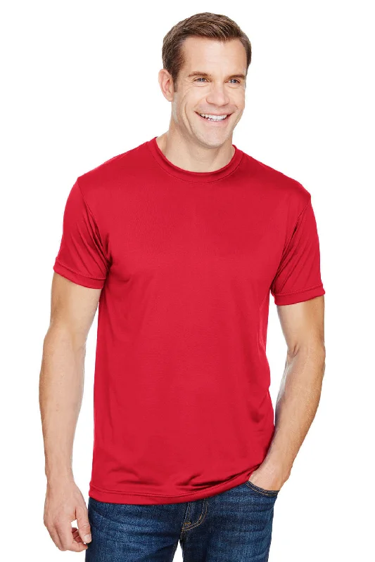 Bayside Mens USA Made Performance Short Sleeve Crewneck T-Shirt - Red