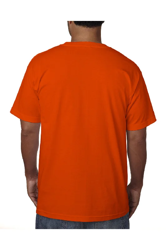 Bayside Mens USA Made Short Sleeve Crewneck T-Shirt w/ Pocket - Bright Orange