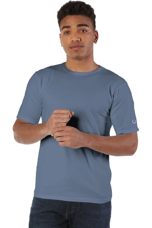 Champion Mens Garment Dyed Short Sleeve Crewneck T-Shirt - Saltwater Blue