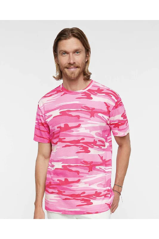 Code Five Mens Short Sleeve Crewneck T-Shirt - Pink Woodland