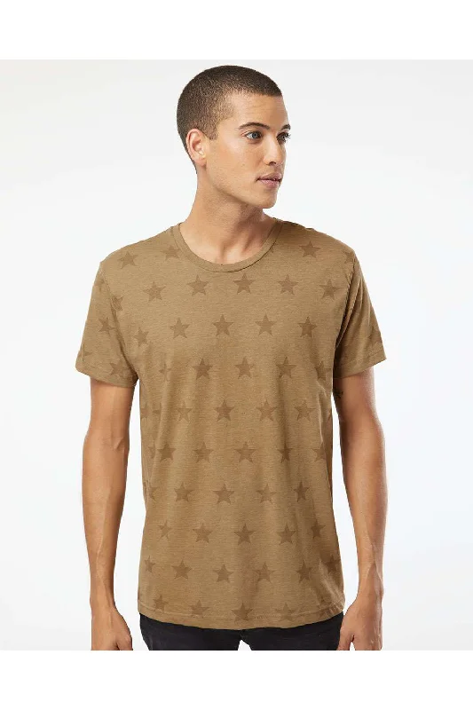 Code Five Mens Star Print Short Sleeve Crewneck T-Shirt - Coyote Brown