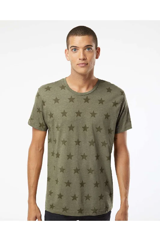 Code Five Mens Star Print Short Sleeve Crewneck T-Shirt - Military Green