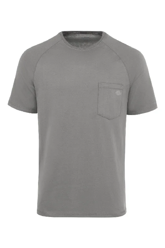 Dickies Mens Performance Moisture Wicking Short Sleeve Crewneck T-Shirt w/ Pocket - Smoke Grey