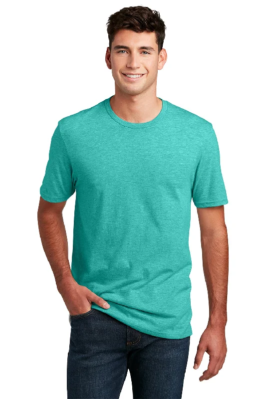 District Mens Perfect Blend Short Sleeve Crewneck T-Shirt - Heather Aqua Blue