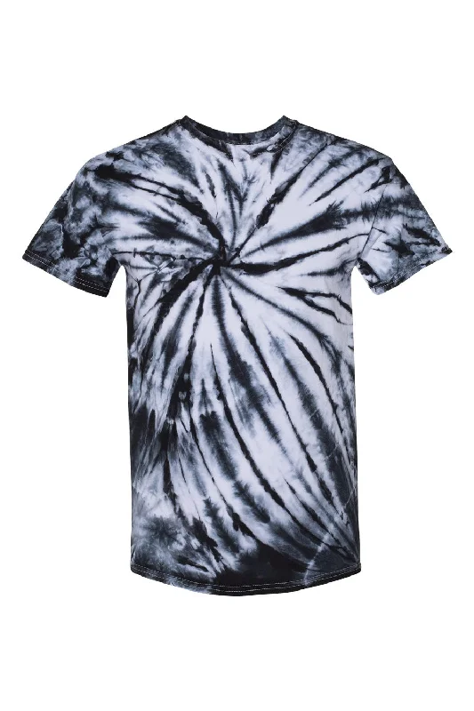 Dyenomite Mens Contrast Cyclone Tie Dyed Short Sleeve Crewneck T-Shirt - Black