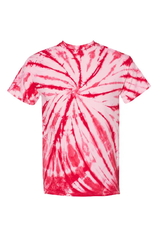 Dyenomite Mens Contrast Cyclone Tie Dyed Short Sleeve Crewneck T-Shirt - Red