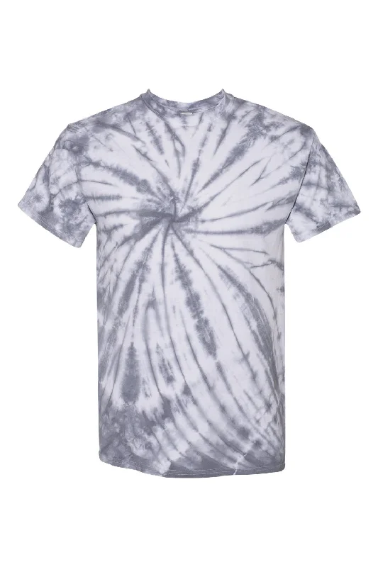 Dyenomite Mens Contrast Cyclone Tie Dyed Short Sleeve Crewneck T-Shirt - Silver Grey