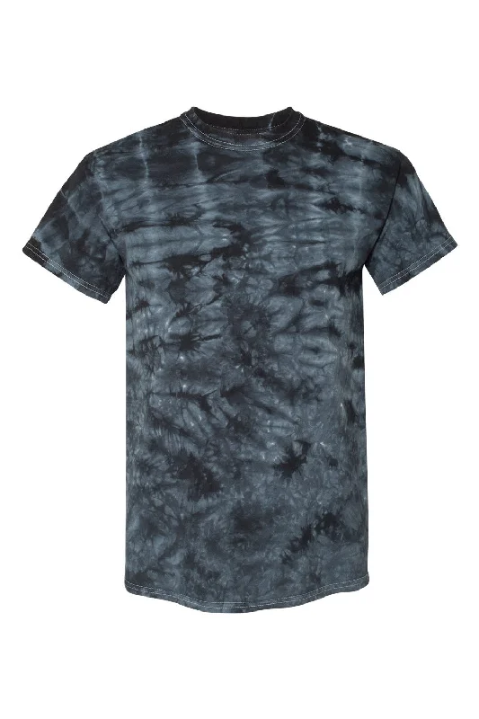 Dyenomite Mens Crystal Tie Dyed Short Sleeve Crewneck T-Shirt - Black Crystal