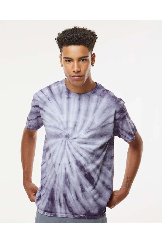 Dyenomite Mens Cyclone Pinwheel Tie Dyed Short Sleeve Crewneck T-Shirt - Blackberry