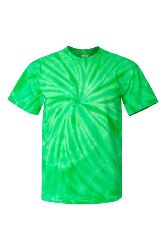 Dyenomite Mens Cyclone Pinwheel Tie Dyed Short Sleeve Crewneck T-Shirt - Kelly Green