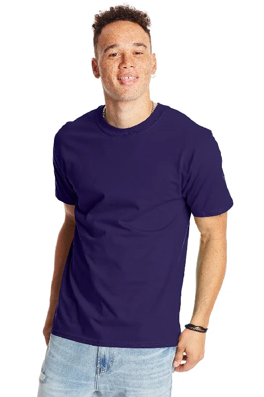 Hanes Mens Beefy-T Short Sleeve Crewneck T-Shirt - Grape Smash Purple