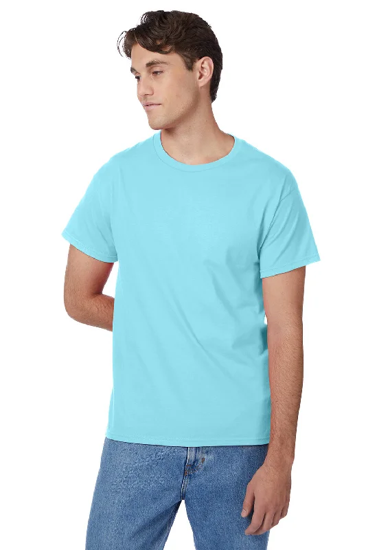 Hanes Mens ComfortSoft Short Sleeve Crewneck T-Shirt - Clean Mint Blue