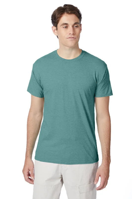 Hanes Mens X-Temp FreshIQ Moisture Wicking Short Sleeve Crewneck T-Shirt - Heather Clay Green