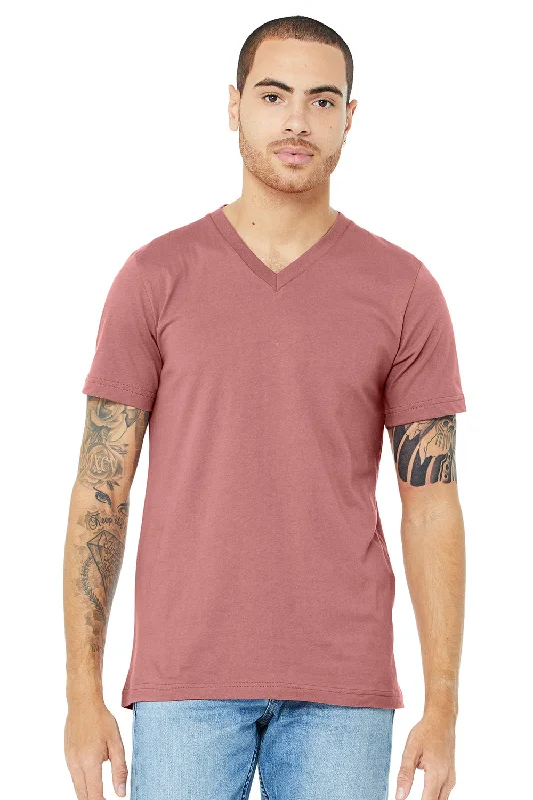 Bella + Canvas Mens Jersey Short Sleeve V-Neck T-Shirt - Mauve