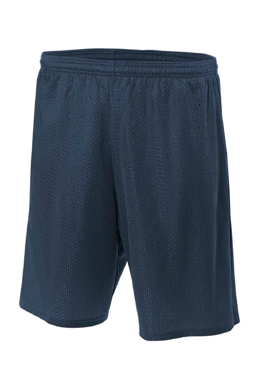 A4 Mens Moisture Wicking Tricot Mesh Shorts - Navy Blue