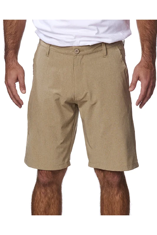 Burnside Mens Hybrid Stretch UV Protection Shorts w/ Pockets - Heather Khaki