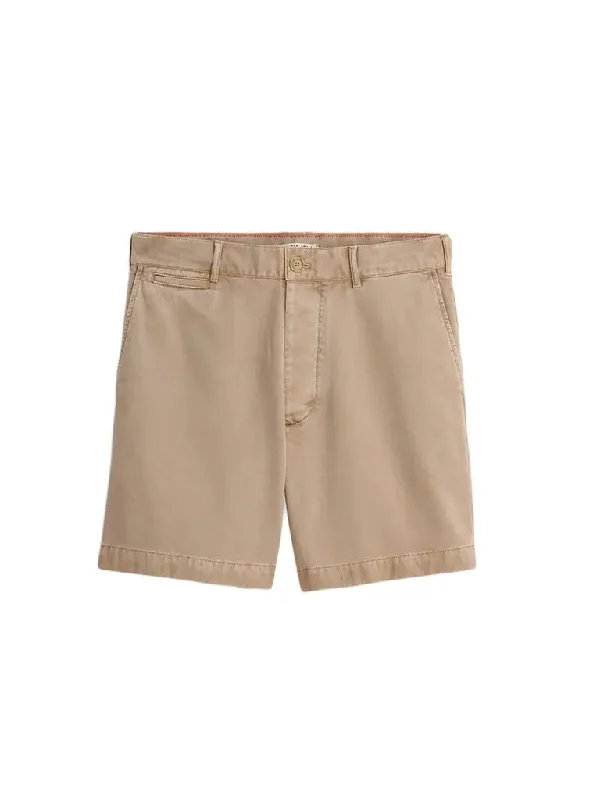 Flat Front Vintage Wash Short- Faded Khaki