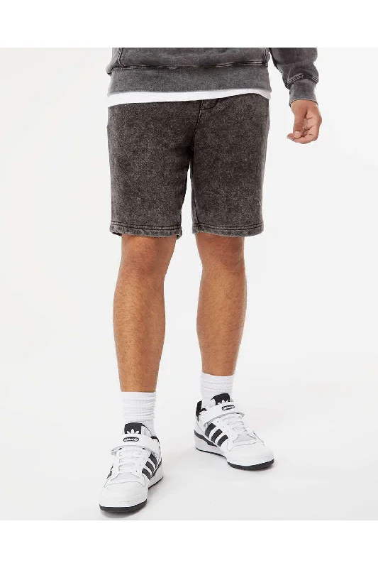 Independent Trading Co. Mens Mineral Wash Fleece Shorts w/ Pockets - Black