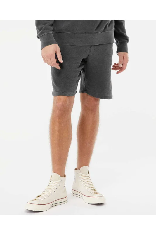 Independent Trading Co. Mens Pigment Dyed Fleece Shorts w/ Pockets - Black