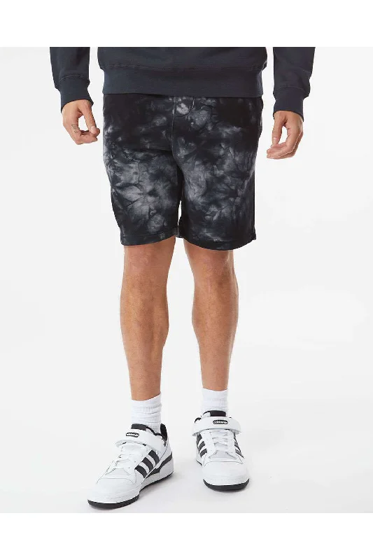 Independent Trading Co. Mens Tie-Dye Fleece Shorts w/ Pockets - Black