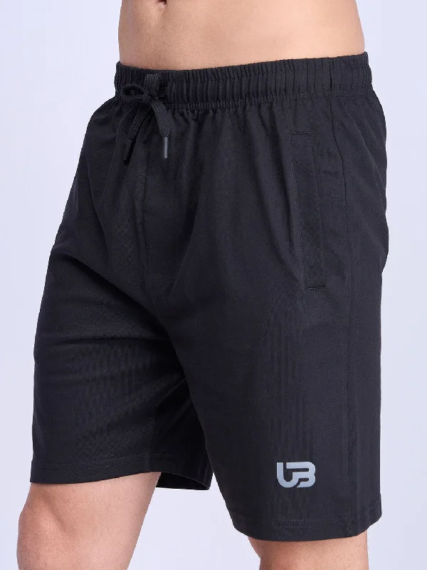 Men Black Combed Cotton Shorts