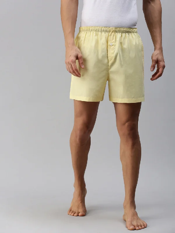 Men Woven Boxer Shorts Plain Yellow WS2