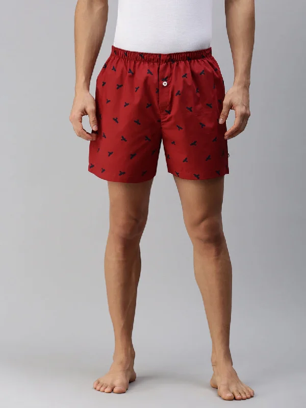 Men Woven Boxer Shorts Red WS9