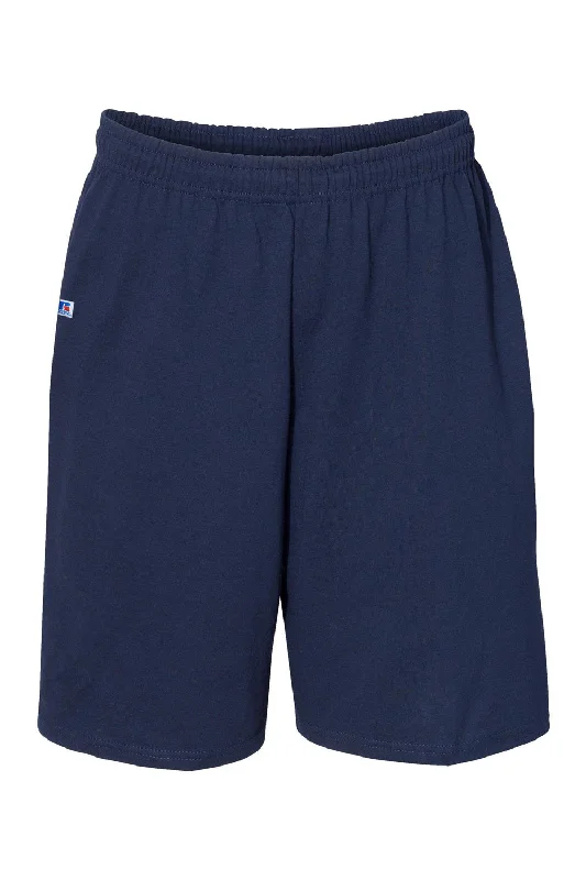 Russell Athletic Mens Classic Jersey Shorts w/ Pockets - Navy Blue