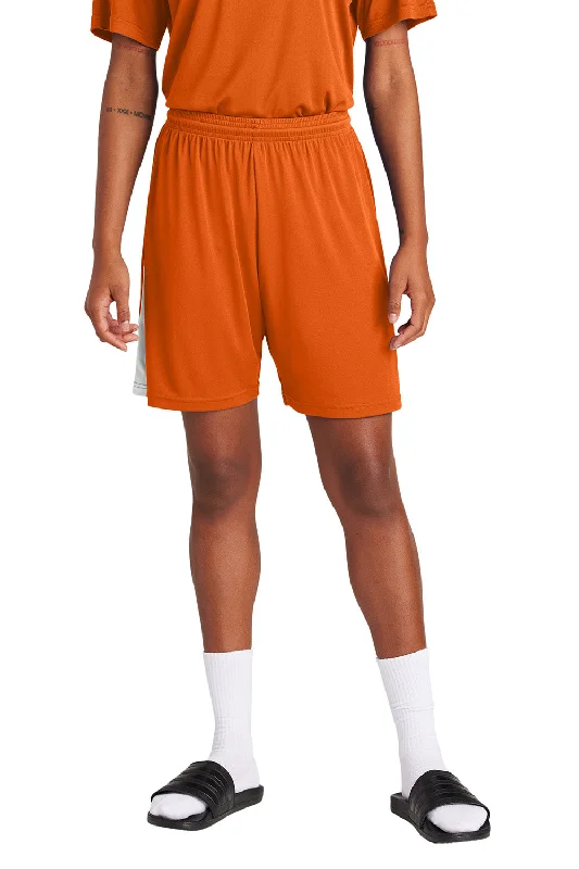 Sport-Tek Mens Moisture Wicking Competitor United Athletic Shorts - Deep Orange/White - New