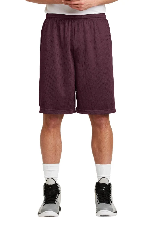 Sport-Tek Mens Moisture Wicking Classic Mesh Long Shorts - Maroon