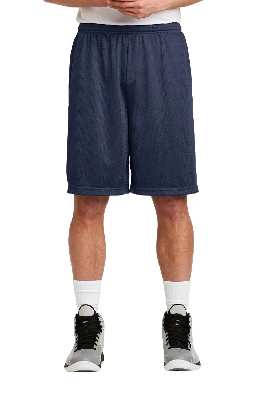 Sport-Tek Mens Moisture Wicking Classic Mesh Long Shorts - True Navy Blue