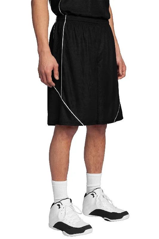 Sport-Tek Mens Moisture Wicking Mesh Reversible Spliced Shorts - Black