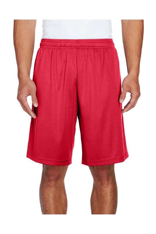 Team 365 Mens Zone Performance Moisture Wicking Shorts w/ Pockets - Red